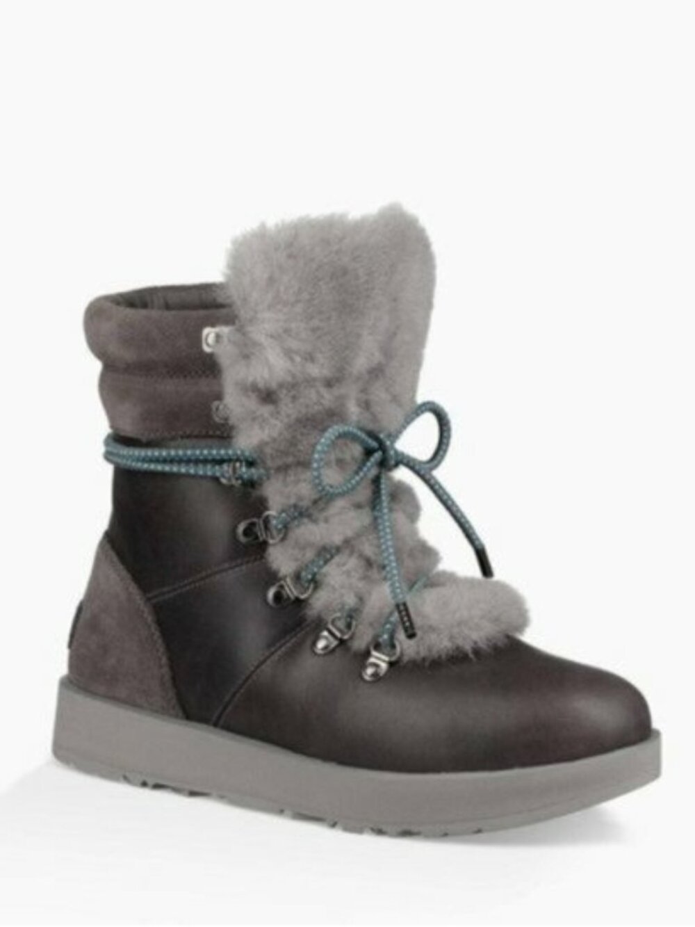 New! Ugg Viki Waterproof Winter Boot Gray Leather Size 6.5 1017493 DD27